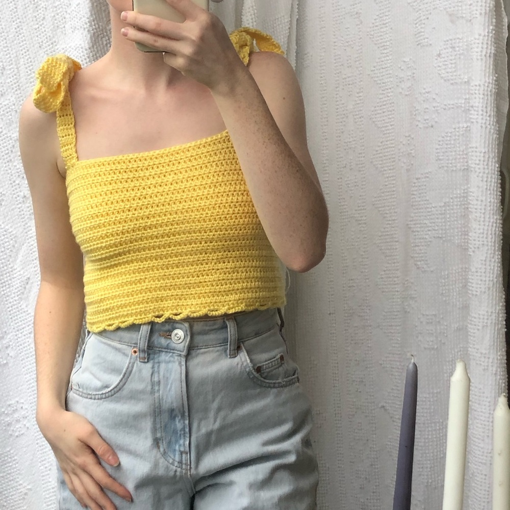 Crochet Tie Strap Tank Top
